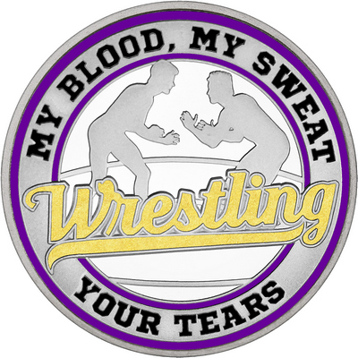 Gold "Wrestling" with Purple Outer Circular Borders